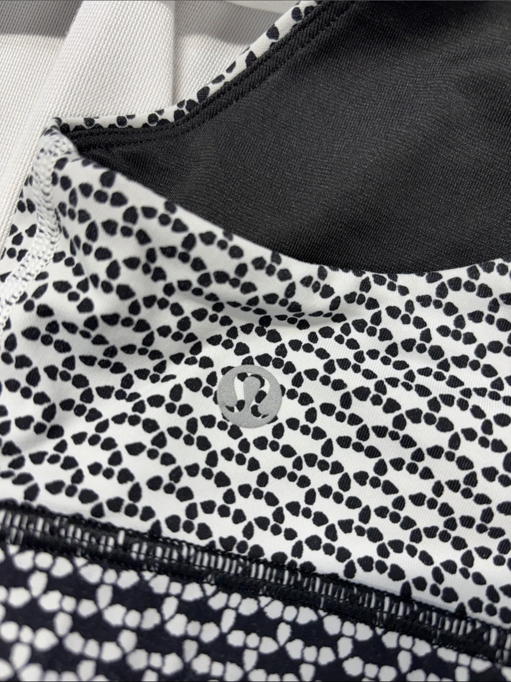 Lululemon Time To Sweat Bra Monochromic White /  Black Black  Sports Bra 6